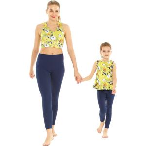 imageMatchable Mother or Daguhter Hawaiian Activewear Set in Garden Poppy YellowGirl Legging in Garden Poppy Yellow
