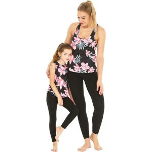 imageMatchable Mother or Daguhter Hawaiian Activewear Set in Lotus and Orchid BlackGirl Tank Top in Lotus and Orchid Black