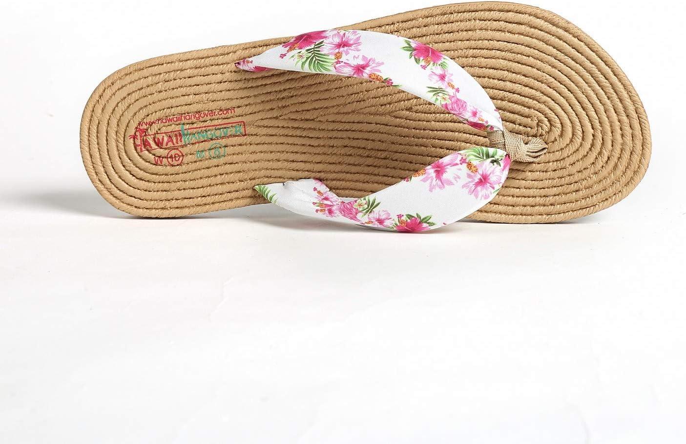imageHawaii Hangover Unisex Flip Flop with Fabric in Hibiscus VineMen  Hibiscus Vine White