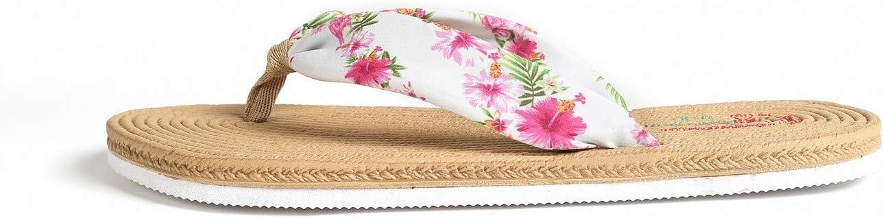 imageHawaii Hangover Unisex Flip Flop with Fabric in Hibiscus VineMen  Hibiscus Vine White