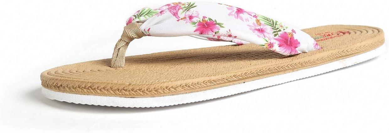 imageHawaii Hangover Unisex Flip Flop with Fabric in Hibiscus VineWomen  Hibiscus Vine White