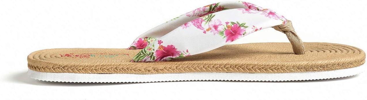 imageHawaii Hangover Unisex Flip Flop with Fabric in Hibiscus VineWomen  Hibiscus Vine White