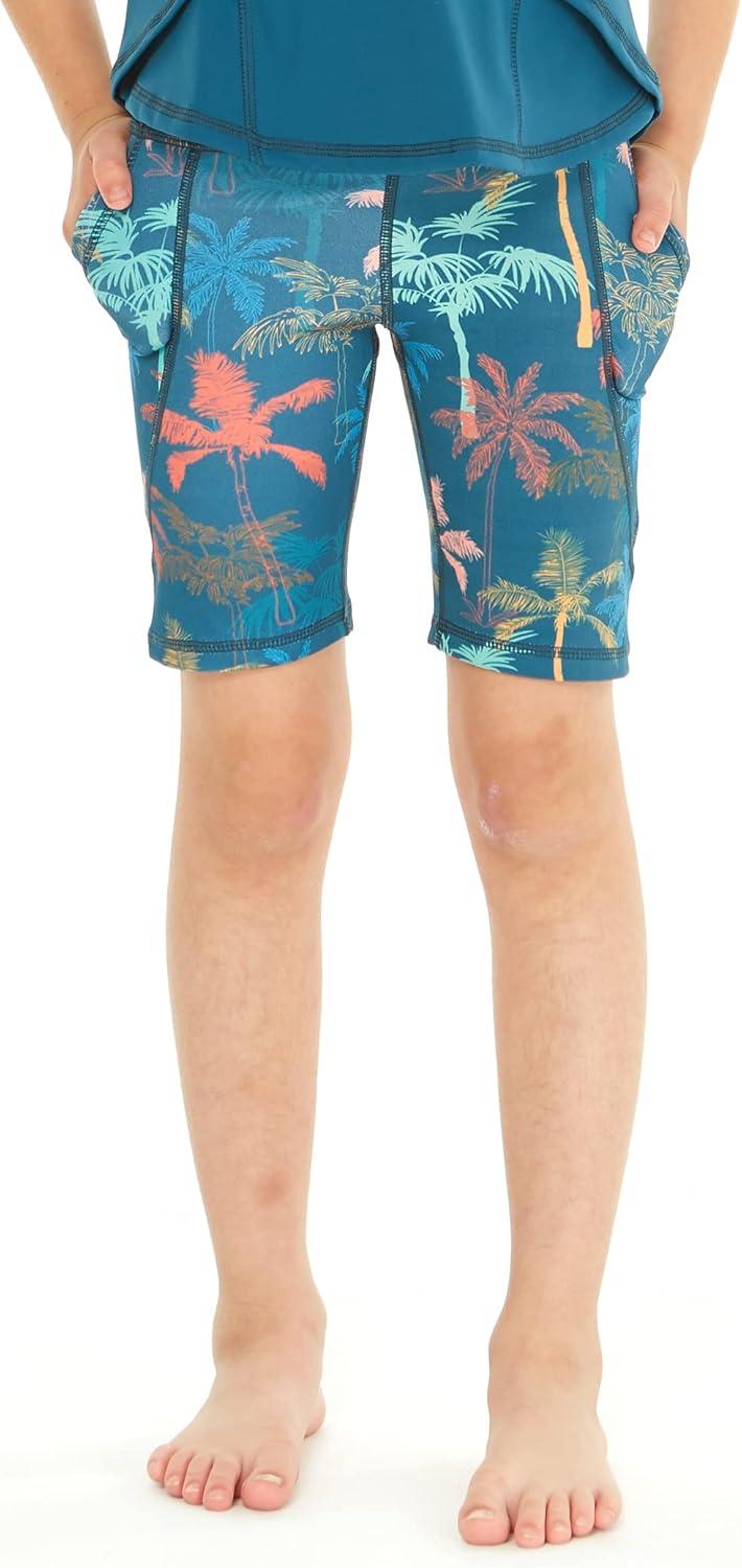 imageMatchable Mother or Daguhter Hawaiian Activewear Set in Crayon Palms GreenGirl Bike Shorts in Crayon Palms Green
