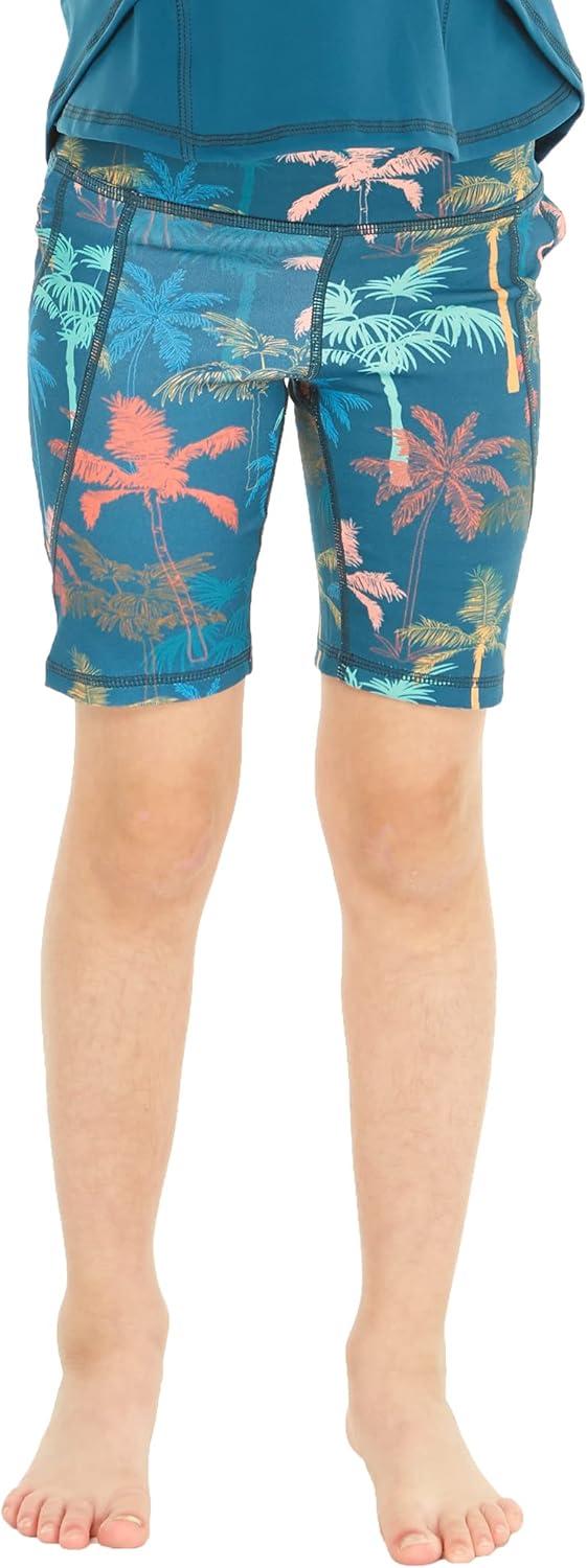 imageMatchable Mother or Daguhter Hawaiian Activewear Set in Crayon Palms GreenGirl Bike Shorts in Crayon Palms Green