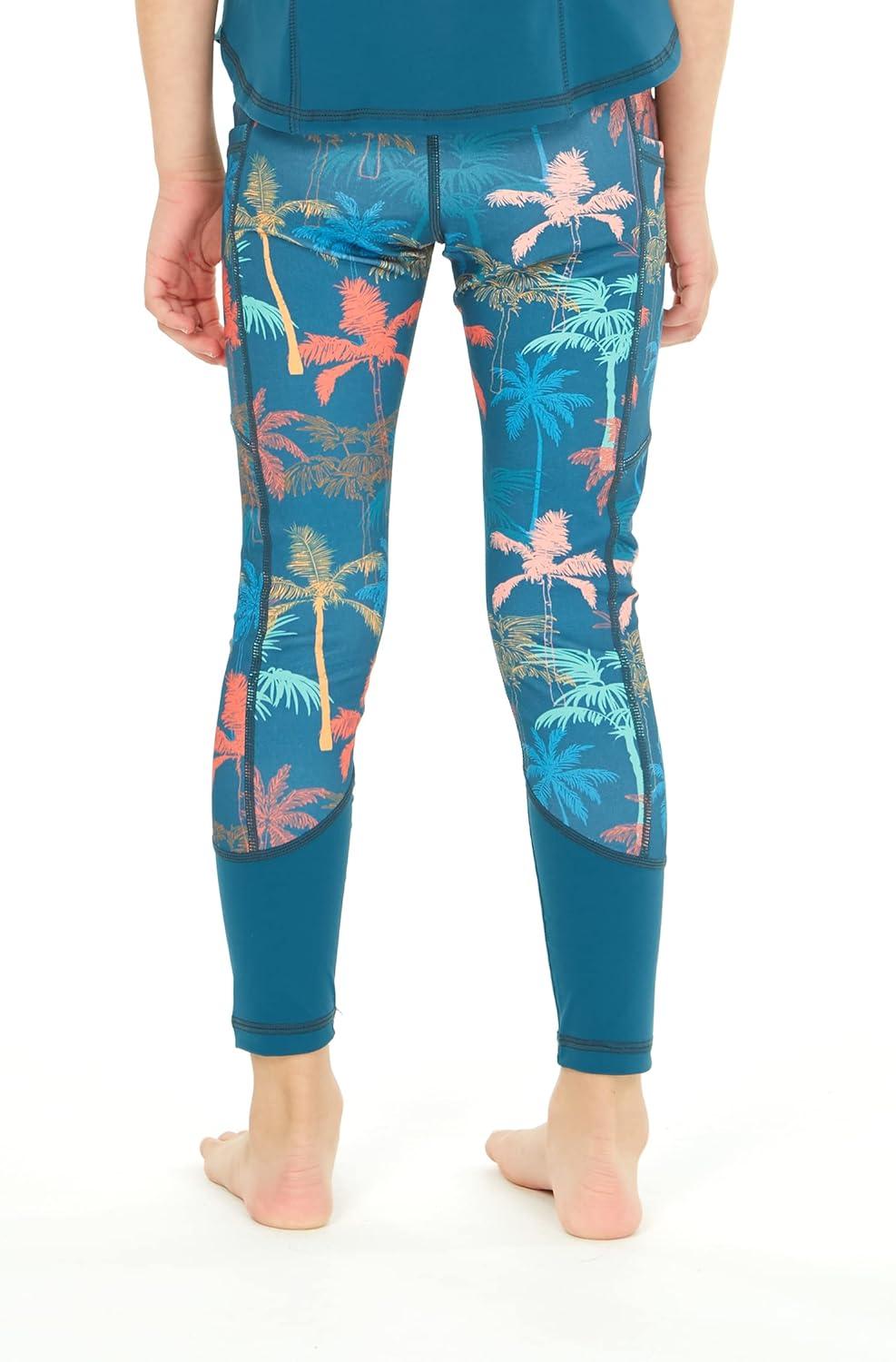 imageMatchable Mother or Daguhter Hawaiian Activewear Set in Crayon Palms GreenGirl Legging in Crayon Palms Green