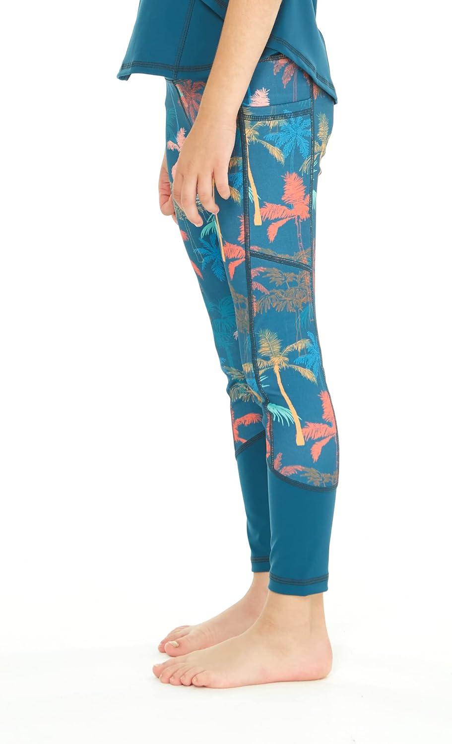imageMatchable Mother or Daguhter Hawaiian Activewear Set in Crayon Palms GreenGirl Legging in Crayon Palms Green