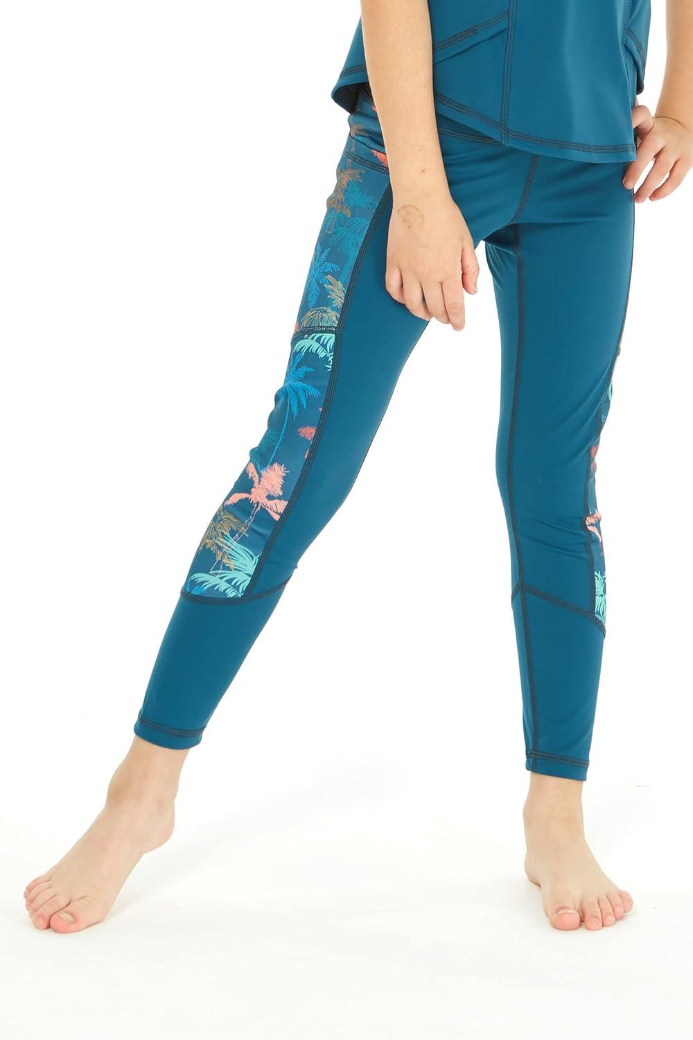 imageMatchable Mother or Daguhter Hawaiian Activewear Set in Crayon Palms GreenGirl Legging in Side Crayon Palms Green