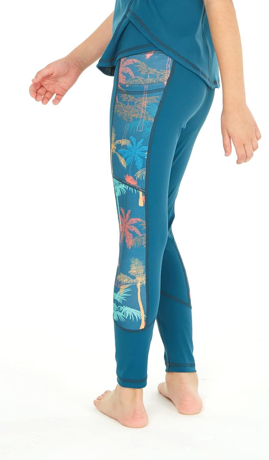 imageMatchable Mother or Daguhter Hawaiian Activewear Set in Crayon Palms GreenGirl Legging in Side Crayon Palms Green