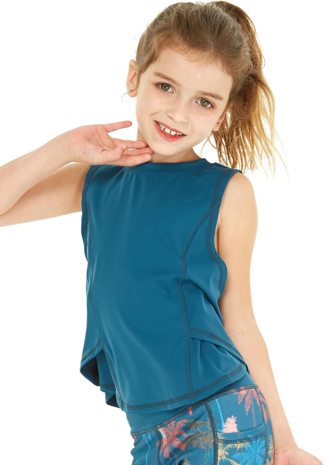 imageMatchable Mother or Daguhter Hawaiian Activewear Set in Crayon Palms GreenGirl Tank Top in Solid Green