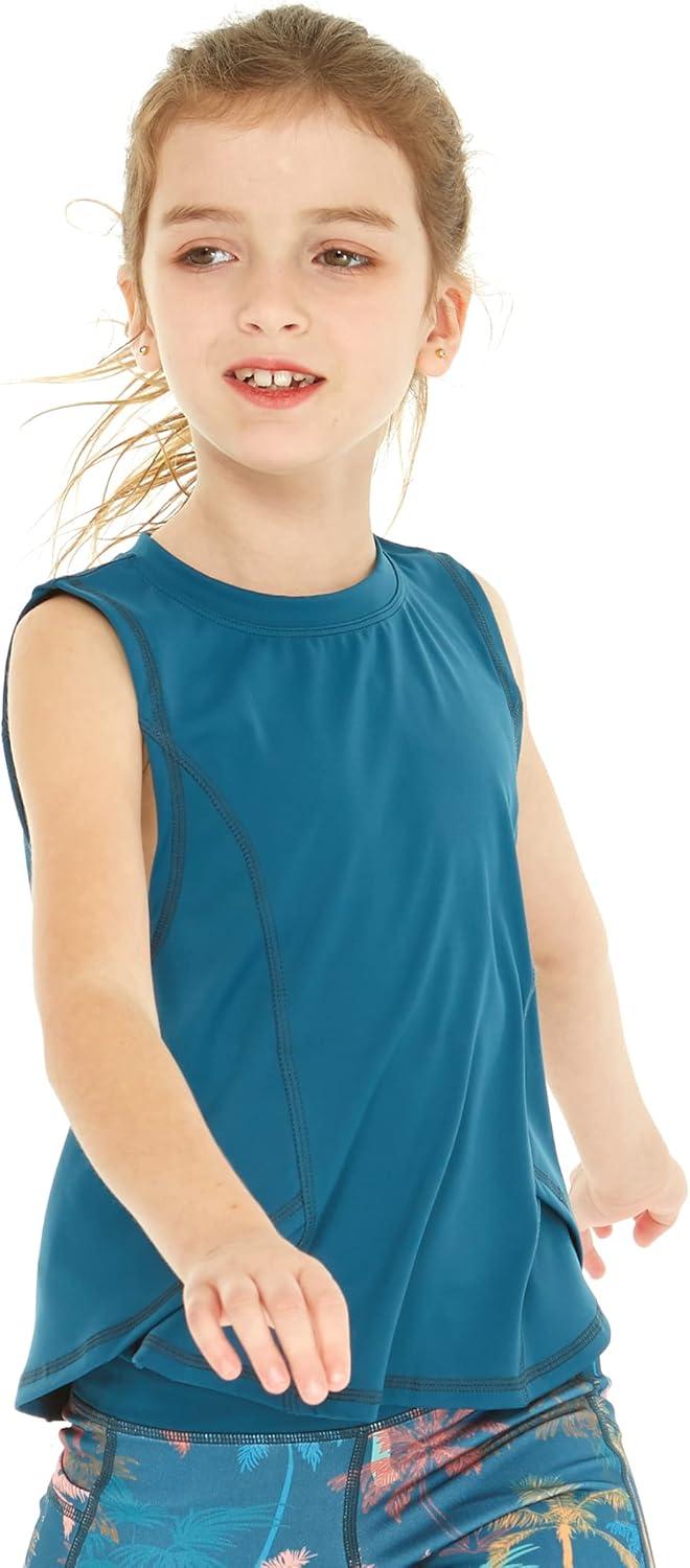 imageMatchable Mother or Daguhter Hawaiian Activewear Set in Crayon Palms GreenGirl Tank Top in Solid Green