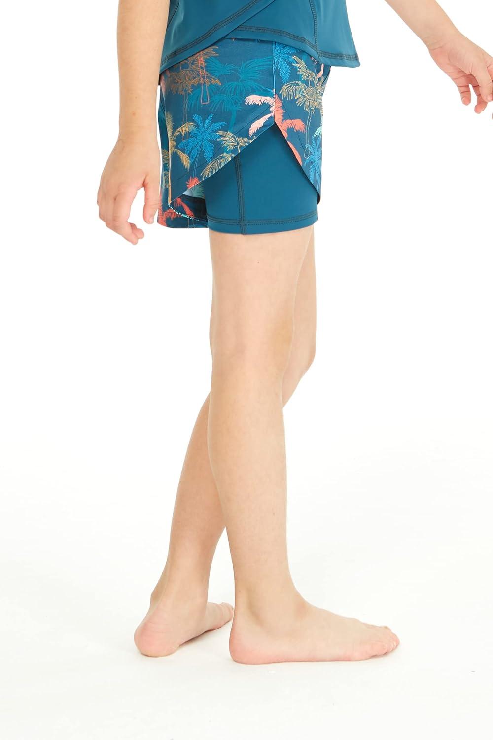 imageMatchable Mother or Daguhter Hawaiian Activewear Set in Crayon Palms GreenGirl Tennis Shorts in Crayon Palms Green