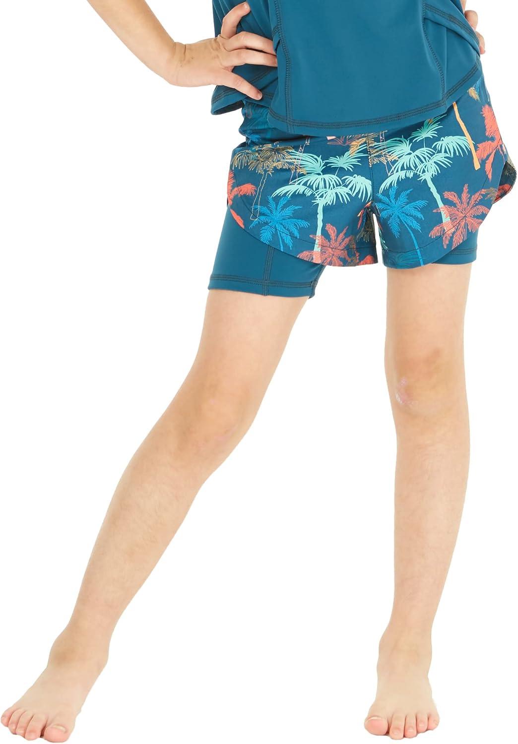 imageMatchable Mother or Daguhter Hawaiian Activewear Set in Crayon Palms GreenGirl Tennis Shorts in Crayon Palms Green