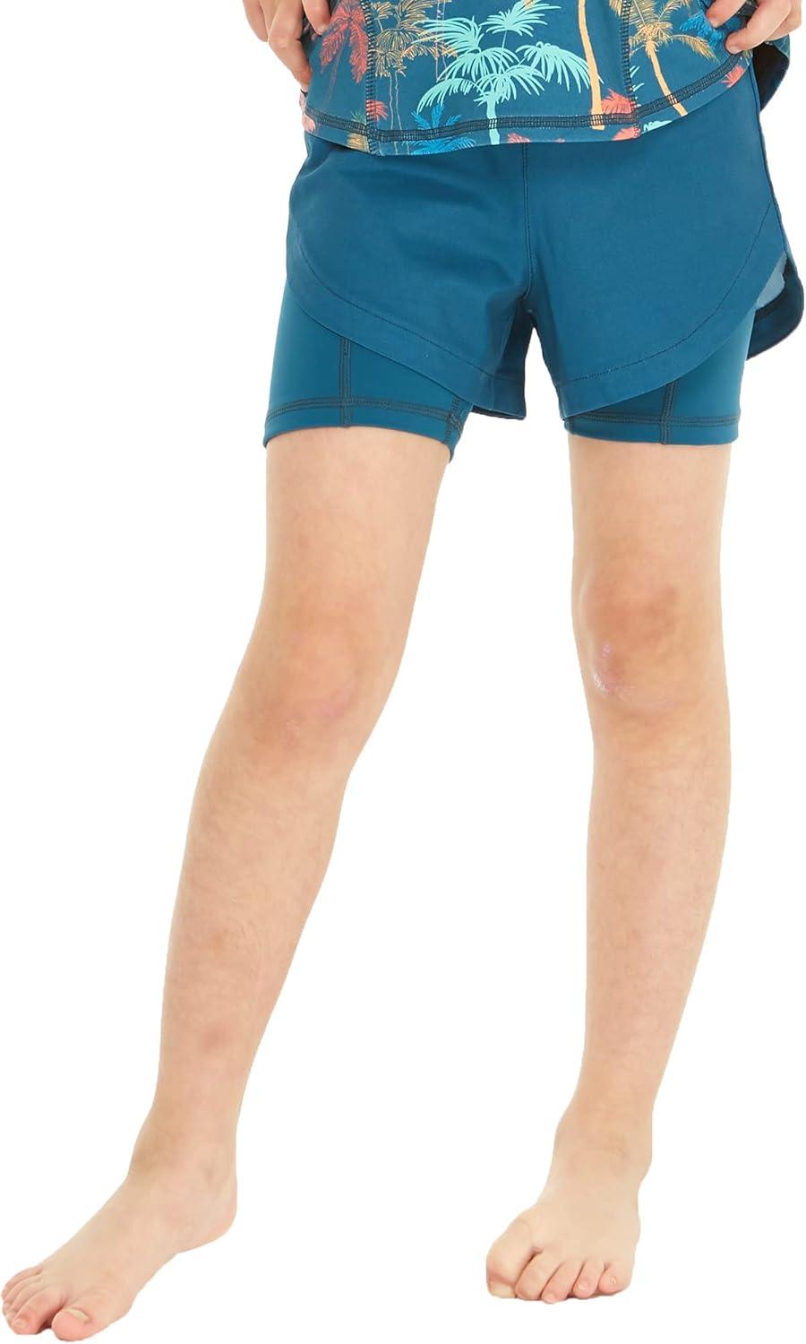 imageMatchable Mother or Daguhter Hawaiian Activewear Set in Crayon Palms GreenGirl Tennis Shorts in Solid Green
