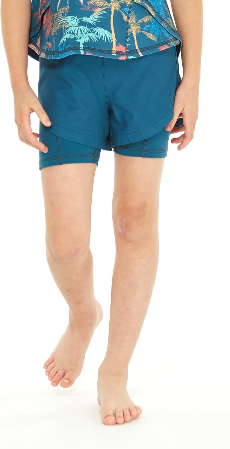 imageMatchable Mother or Daguhter Hawaiian Activewear Set in Crayon Palms GreenGirl Tennis Shorts in Solid Green