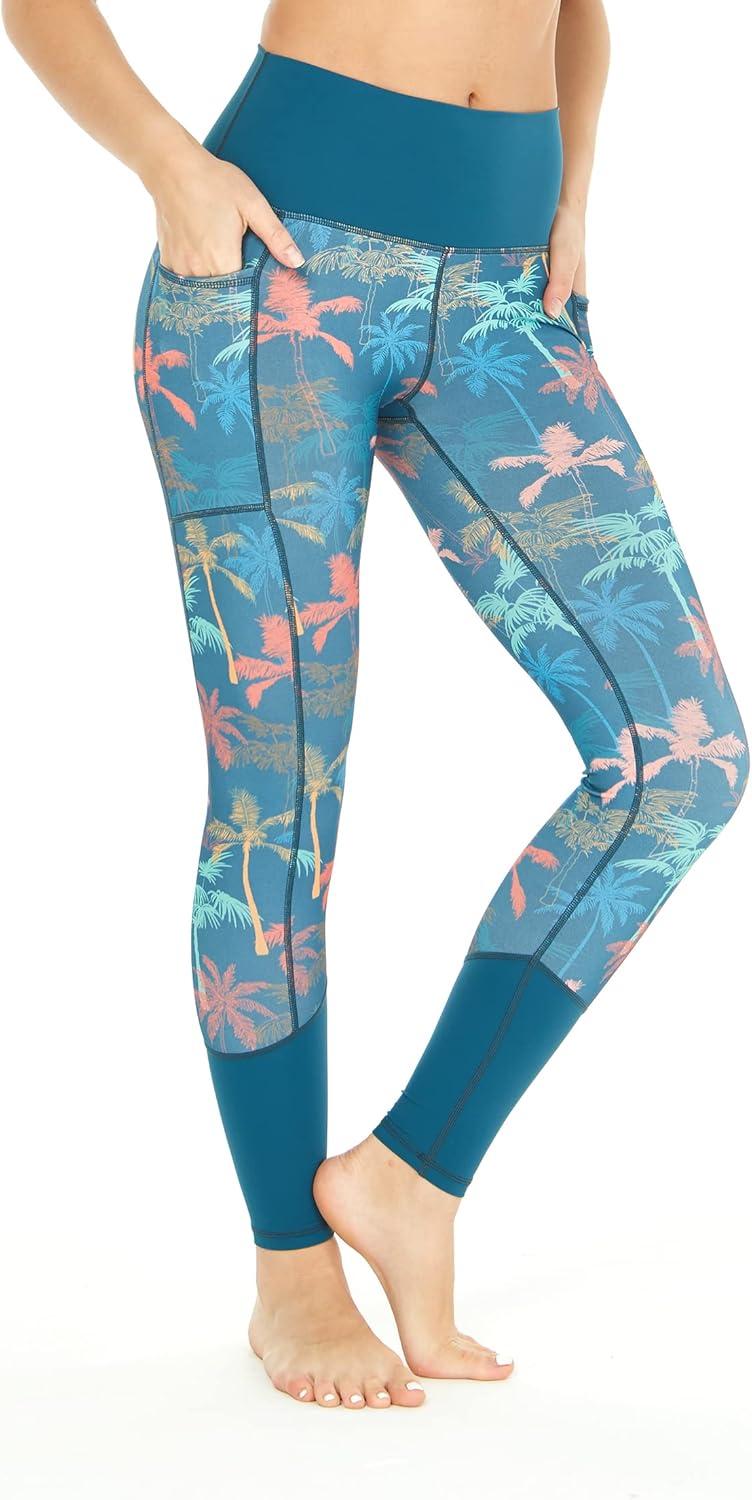 imageMatchable Mother or Daguhter Hawaiian Activewear Set in Crayon Palms GreenWomen Legging in Crayon Palms Green