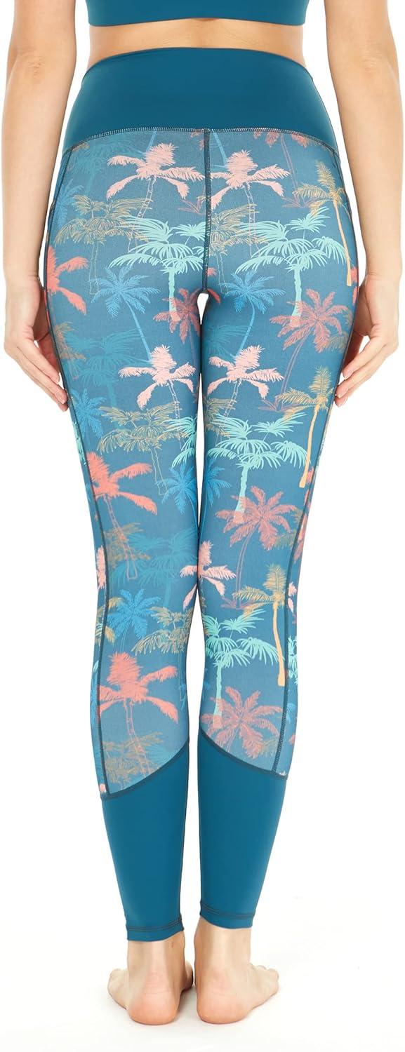 imageMatchable Mother or Daguhter Hawaiian Activewear Set in Crayon Palms GreenWomen Legging in Crayon Palms Green