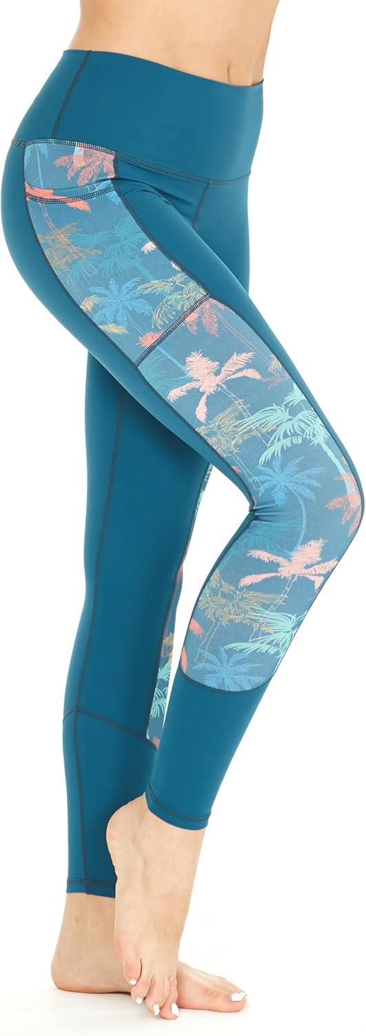 imageMatchable Mother or Daguhter Hawaiian Activewear Set in Crayon Palms GreenWomen Legging in Side Crayon Palms Green