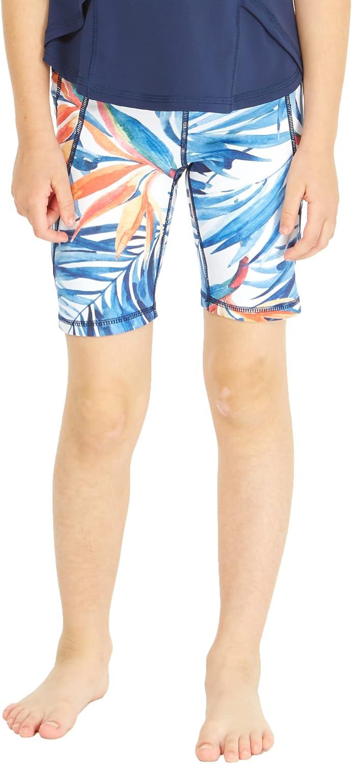 imageMatchable Mother or Daguhter Hawaiian Activewear Set in Firebird Blue WhiteGirl Bike Shorts in Firebird Blue White