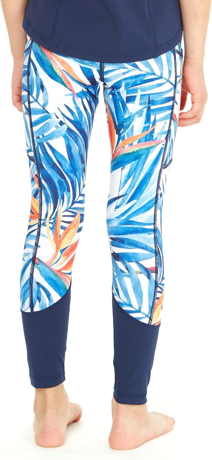 imageMatchable Mother or Daguhter Hawaiian Activewear Set in Firebird Blue WhiteGirl Legging in Firebird Blue White