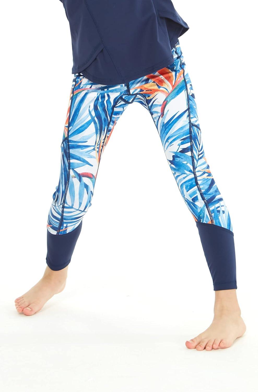 imageMatchable Mother or Daguhter Hawaiian Activewear Set in Firebird Blue WhiteGirl Legging in Firebird Blue White