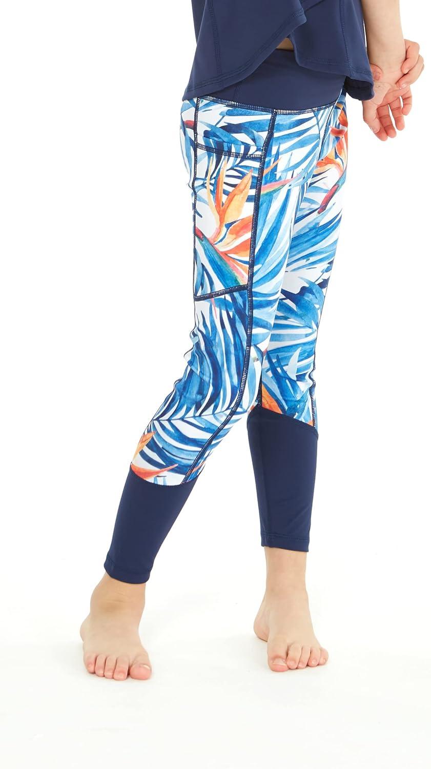 imageMatchable Mother or Daguhter Hawaiian Activewear Set in Firebird Blue WhiteGirl Legging in Firebird Blue White