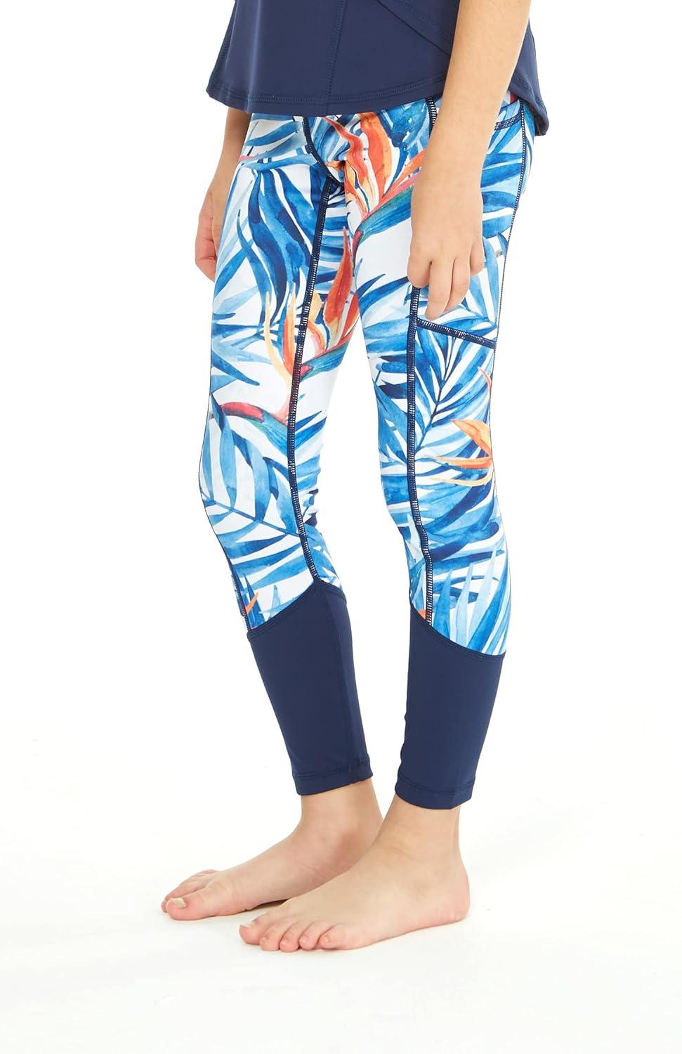 imageMatchable Mother or Daguhter Hawaiian Activewear Set in Firebird Blue WhiteGirl Legging in Firebird Blue White