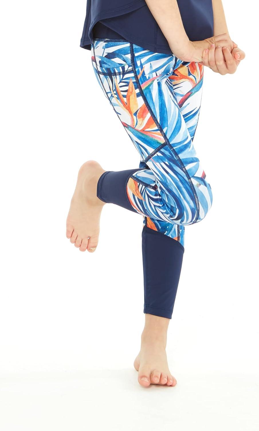 imageMatchable Mother or Daguhter Hawaiian Activewear Set in Firebird Blue WhiteGirl Legging in Firebird Blue White