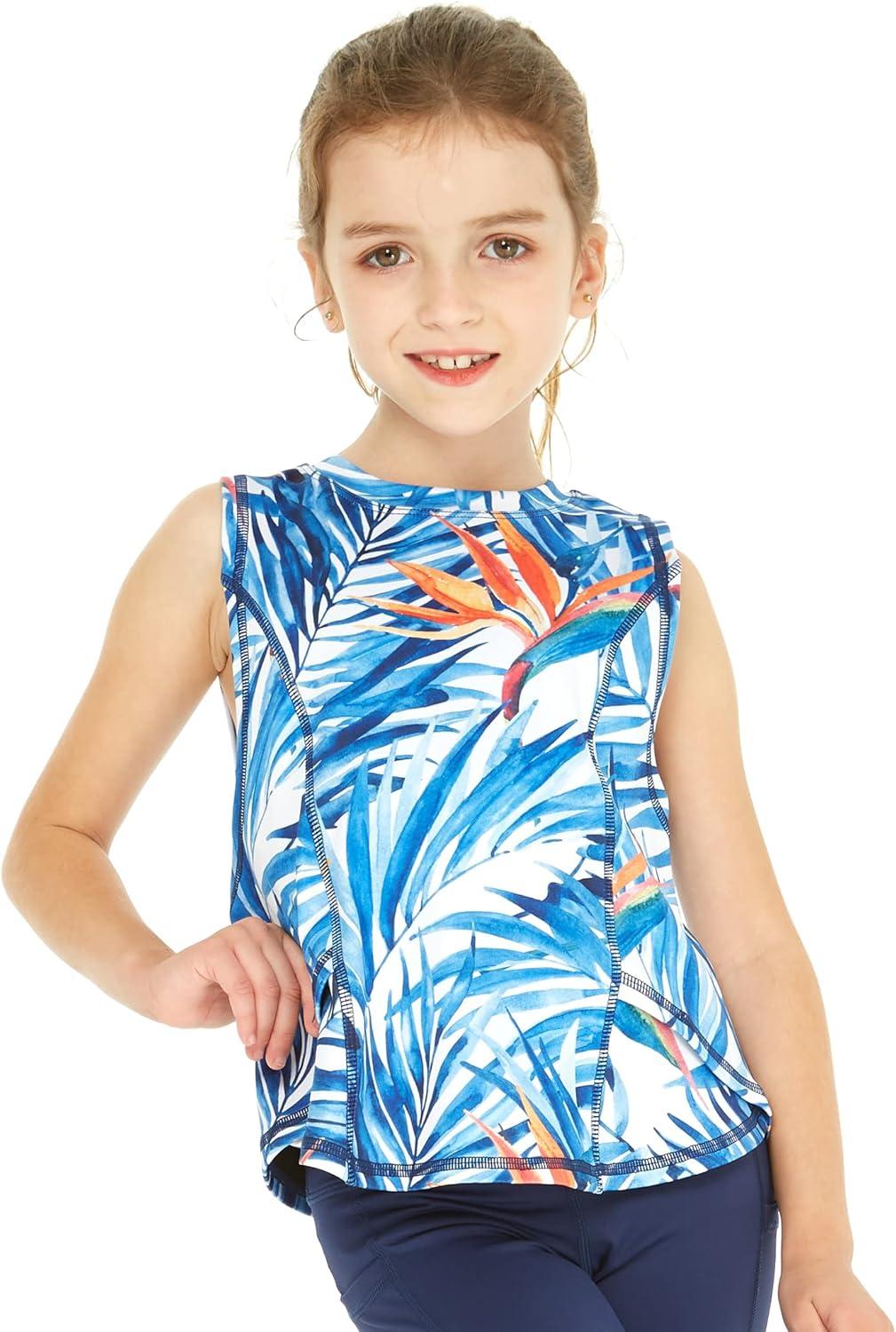 imageMatchable Mother or Daguhter Hawaiian Activewear Set in Firebird Blue WhiteGirl Tank Top in Firebird Blue White