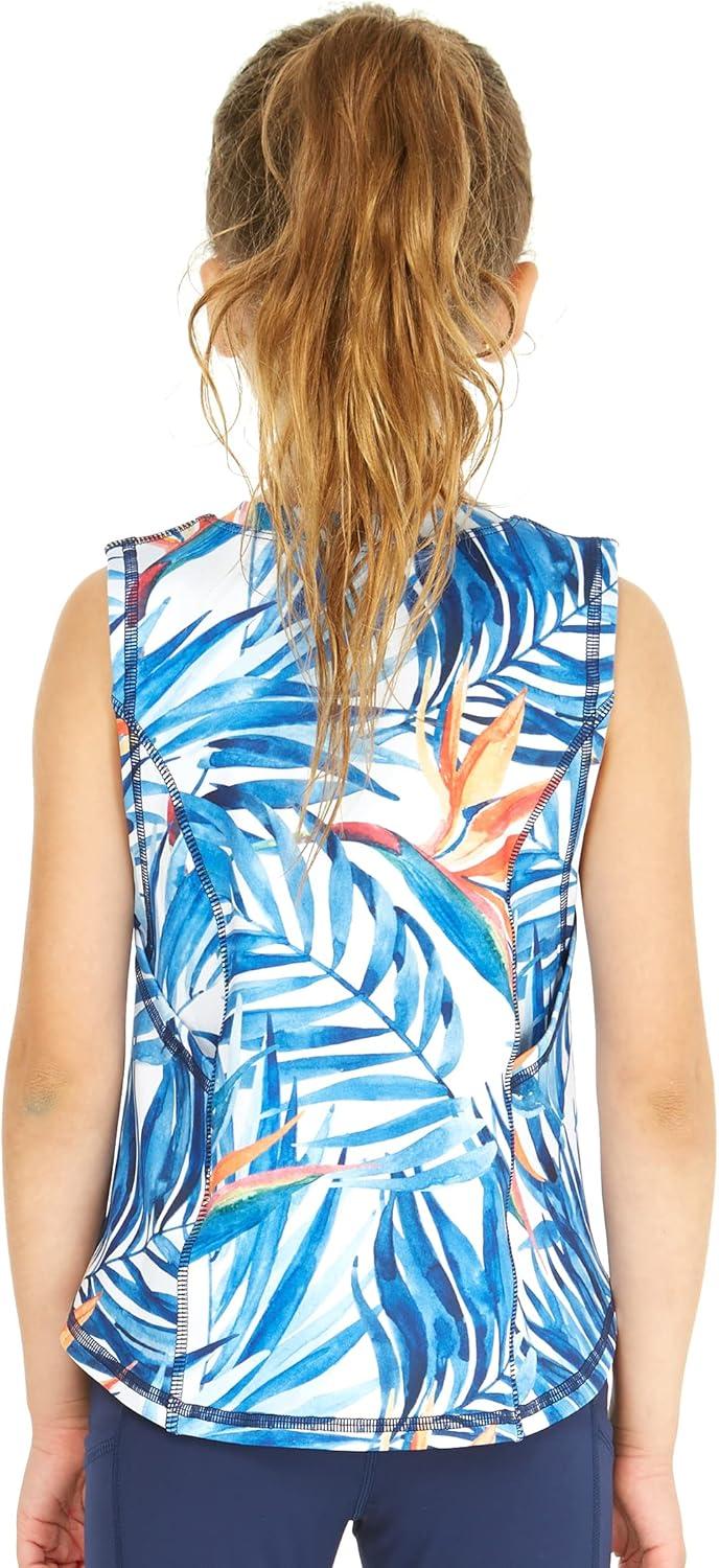 imageMatchable Mother or Daguhter Hawaiian Activewear Set in Firebird Blue WhiteGirl Tank Top in Firebird Blue White