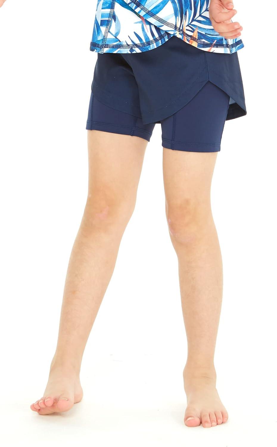 imageMatchable Mother or Daguhter Hawaiian Activewear Set in Firebird Blue WhiteGirl Tennis Shorts in Solid Navy