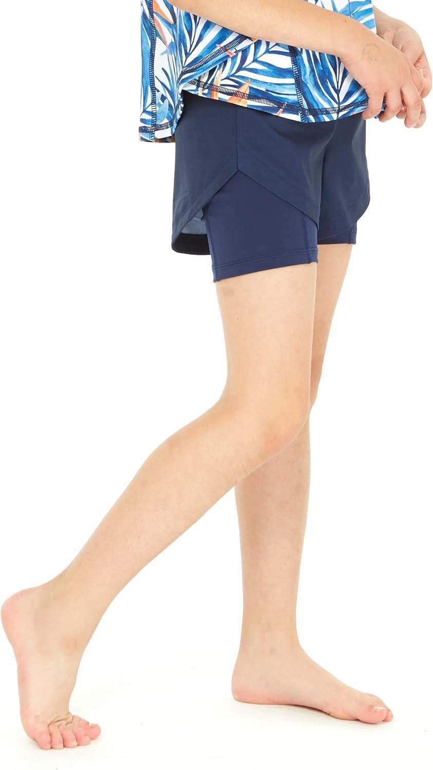 imageMatchable Mother or Daguhter Hawaiian Activewear Set in Firebird Blue WhiteGirl Tennis Shorts in Solid Navy