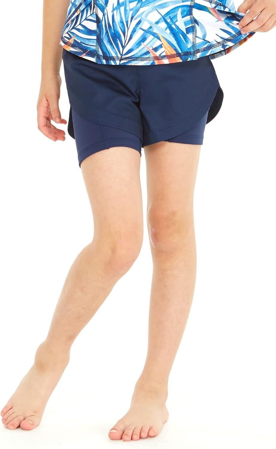 imageMatchable Mother or Daguhter Hawaiian Activewear Set in Firebird Blue WhiteGirl Tennis Shorts in Solid Navy
