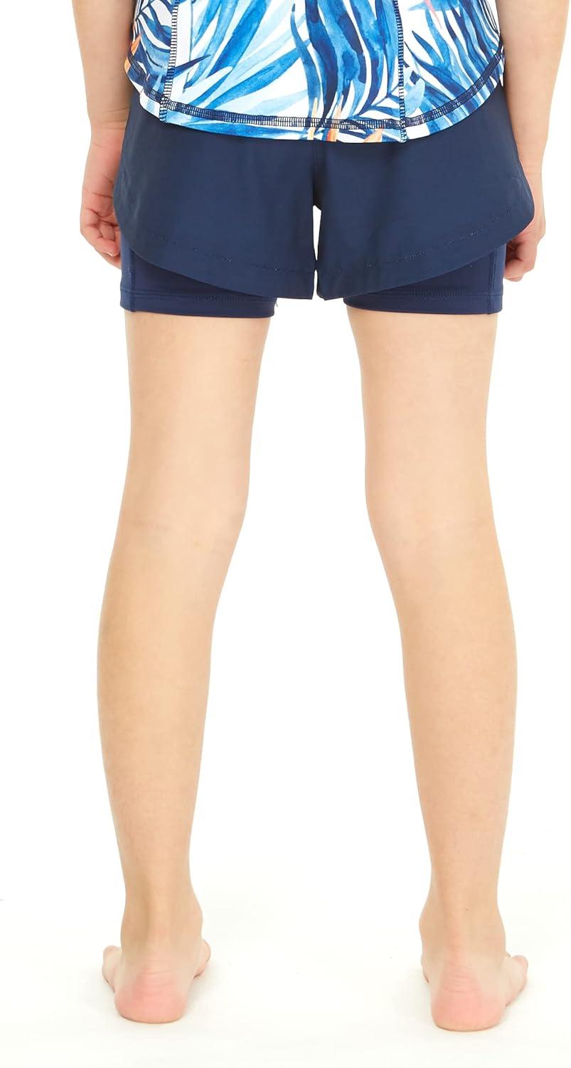 imageMatchable Mother or Daguhter Hawaiian Activewear Set in Firebird Blue WhiteGirl Tennis Shorts in Solid Navy