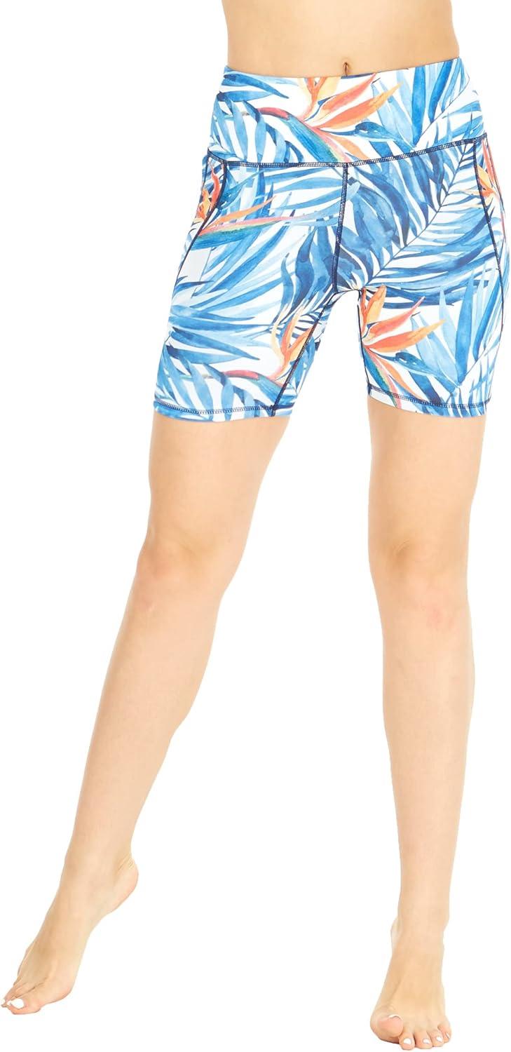 imageMatchable Mother or Daguhter Hawaiian Activewear Set in Firebird Blue WhiteWomen Bike Shorts in Firebird Blue White