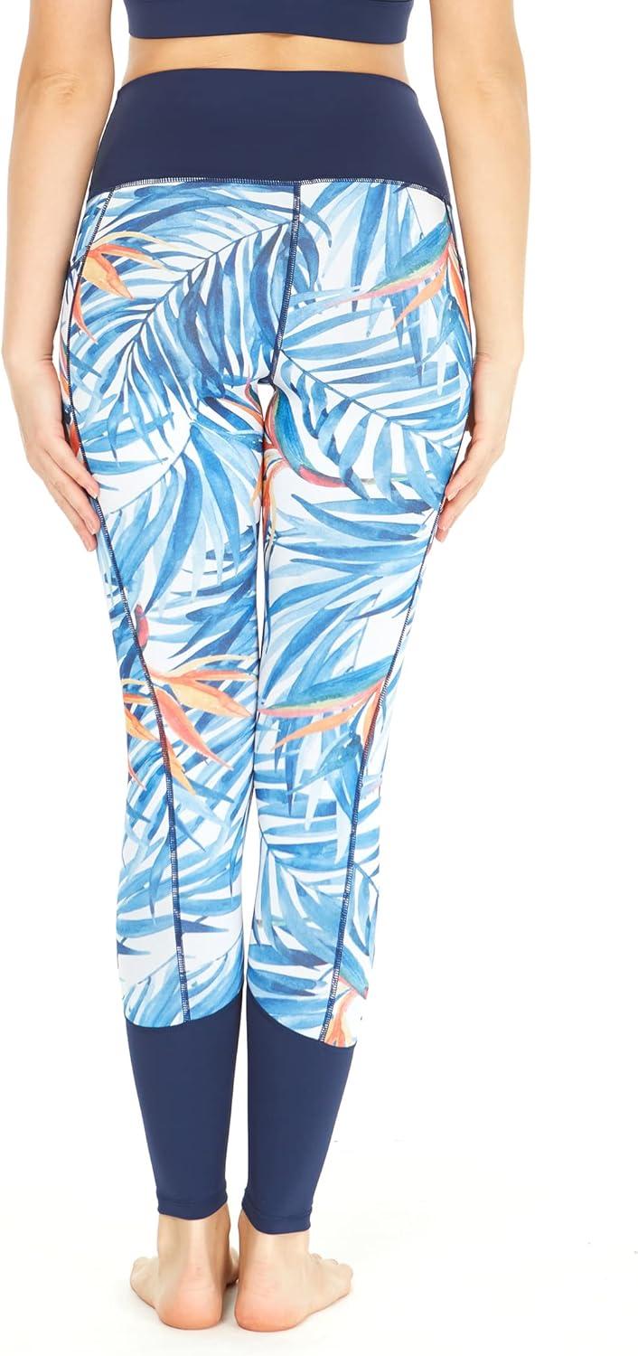 imageMatchable Mother or Daguhter Hawaiian Activewear Set in Firebird Blue WhiteWomen Legging in Firebird Blue White