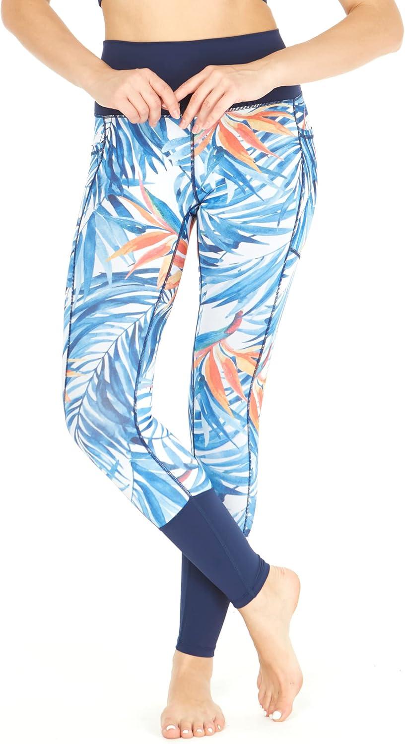imageMatchable Mother or Daguhter Hawaiian Activewear Set in Firebird Blue WhiteWomen Legging in Firebird Blue White