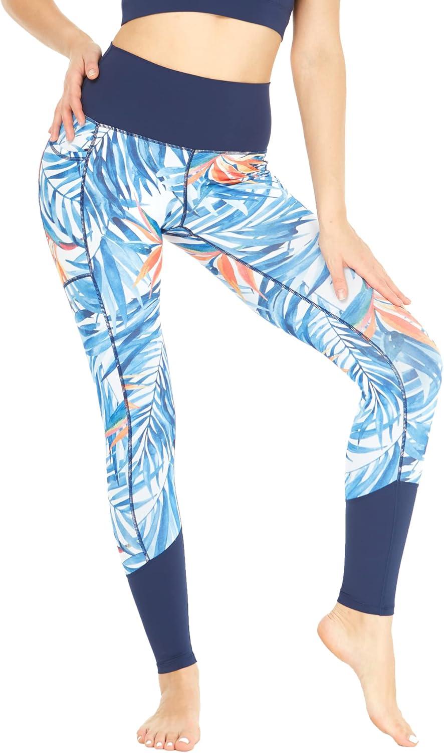 imageMatchable Mother or Daguhter Hawaiian Activewear Set in Firebird Blue WhiteWomen Legging in Firebird Blue White