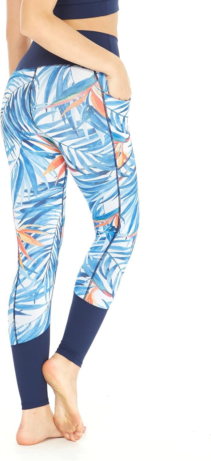 imageMatchable Mother or Daguhter Hawaiian Activewear Set in Firebird Blue WhiteWomen Legging in Firebird Blue White