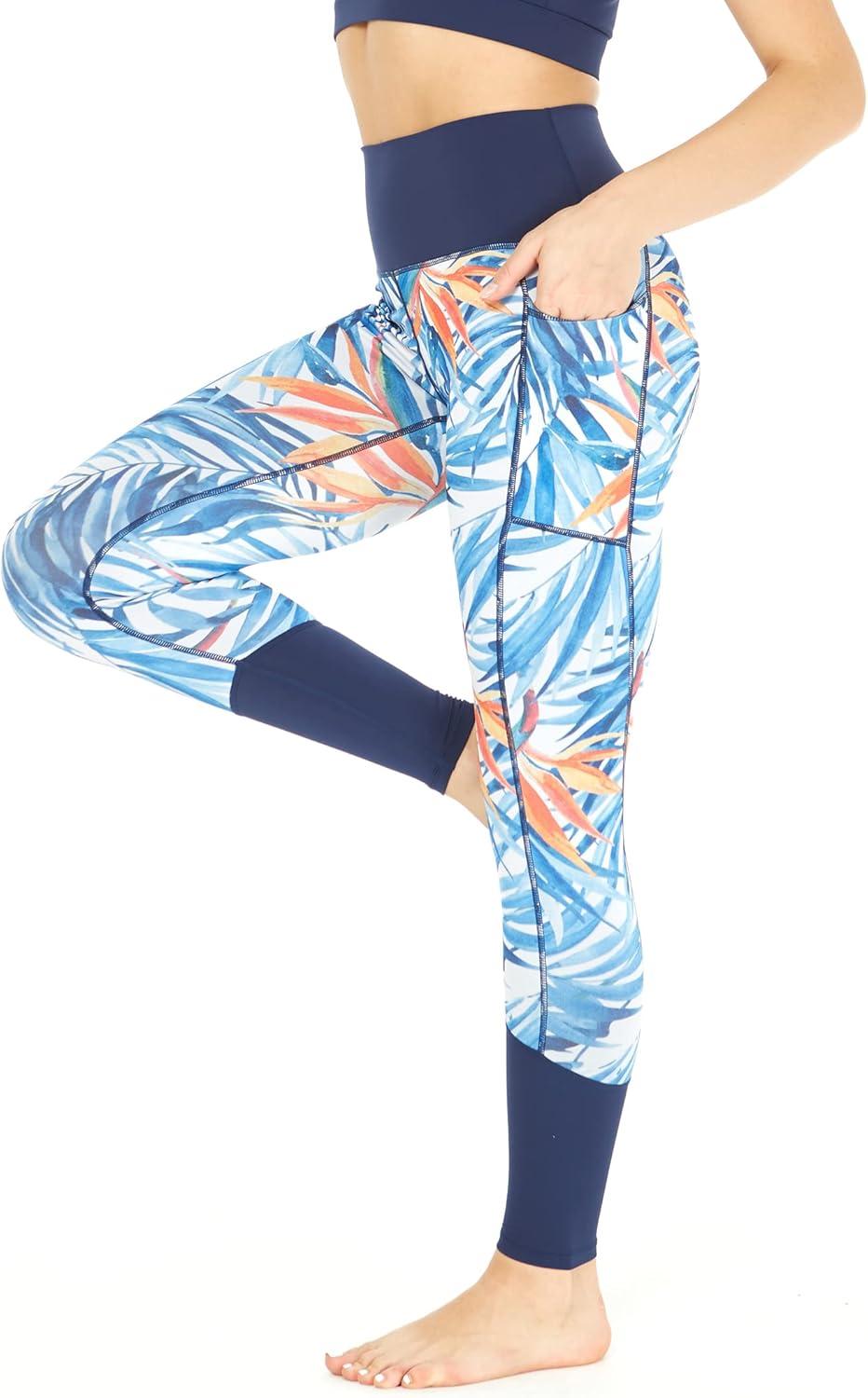 imageMatchable Mother or Daguhter Hawaiian Activewear Set in Firebird Blue WhiteWomen Legging in Firebird Blue White