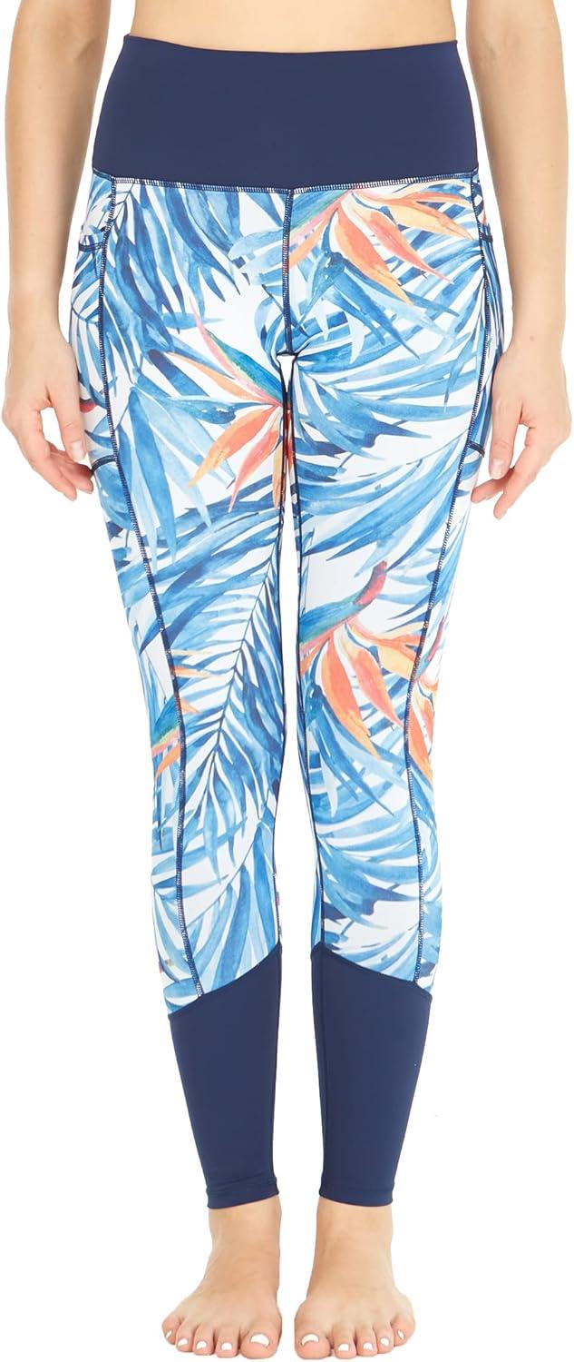 imageMatchable Mother or Daguhter Hawaiian Activewear Set in Firebird Blue WhiteWomen Legging in Firebird Blue White