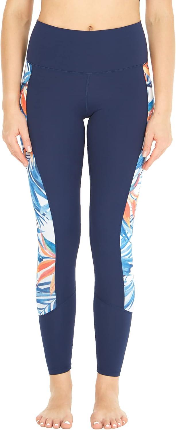 imageMatchable Mother or Daguhter Hawaiian Activewear Set in Firebird Blue WhiteWomen Legging in Side Firebird Blue White