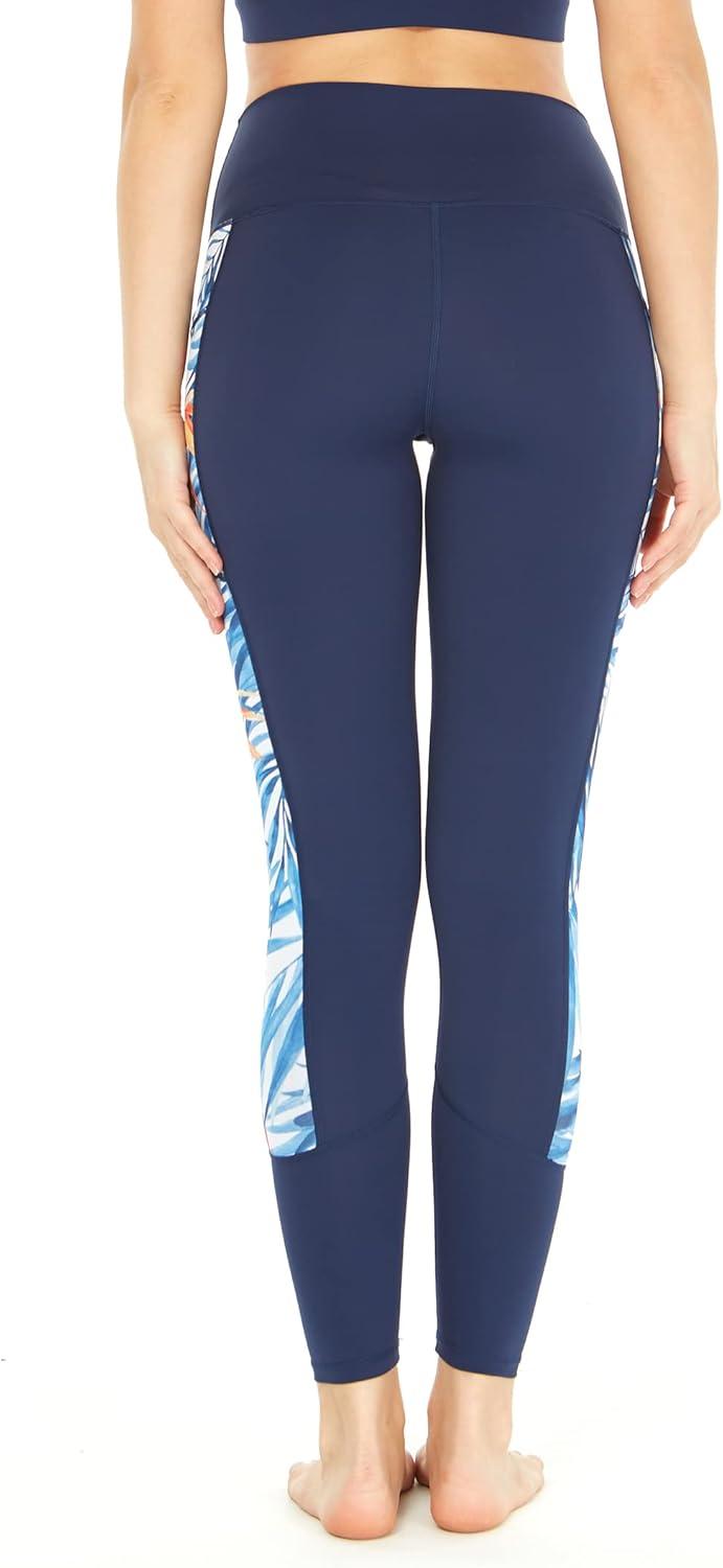 imageMatchable Mother or Daguhter Hawaiian Activewear Set in Firebird Blue WhiteWomen Legging in Side Firebird Blue White