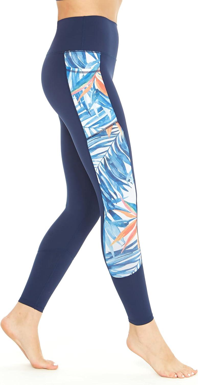 imageMatchable Mother or Daguhter Hawaiian Activewear Set in Firebird Blue WhiteWomen Legging in Side Firebird Blue White