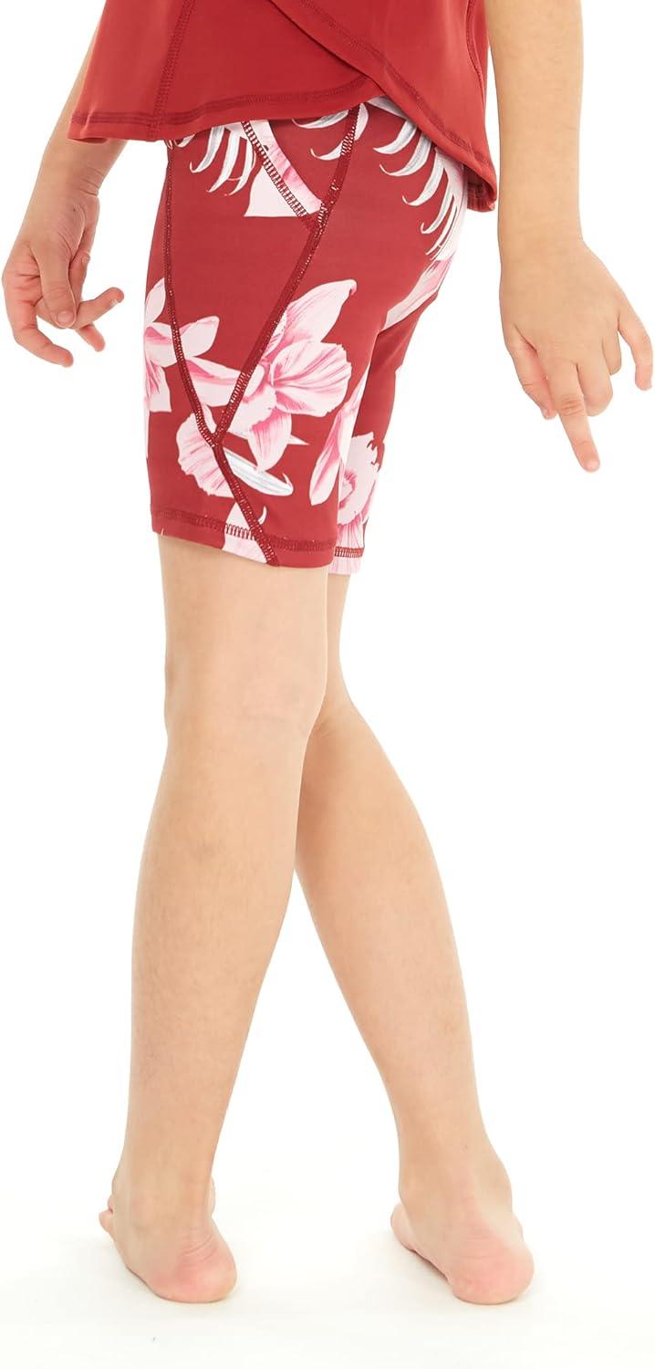 imageMatchable Mother or Daguhter Hawaiian Activewear Set in Lotus and Orchid RedGirl Bike Shorts in Lotus and Orchid Red