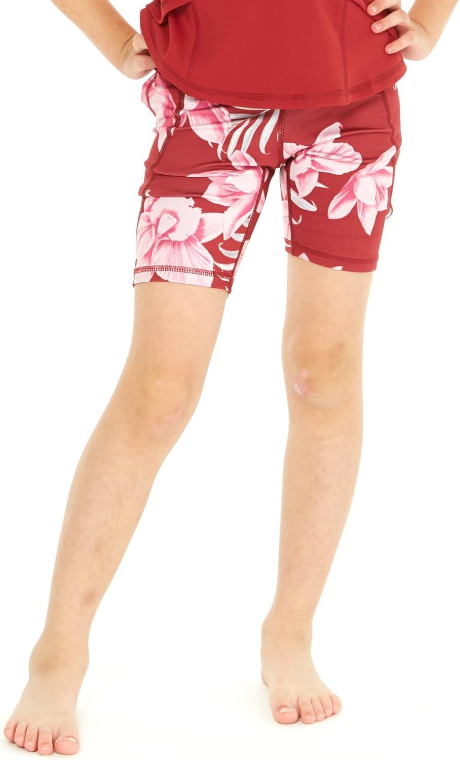 imageMatchable Mother or Daguhter Hawaiian Activewear Set in Lotus and Orchid RedGirl Bike Shorts in Lotus and Orchid Red