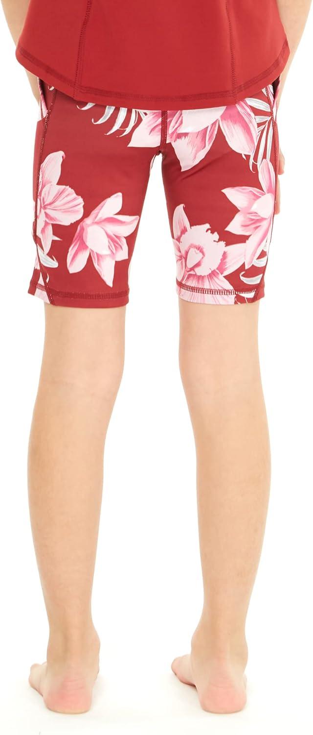 imageMatchable Mother or Daguhter Hawaiian Activewear Set in Lotus and Orchid RedGirl Bike Shorts in Lotus and Orchid Red