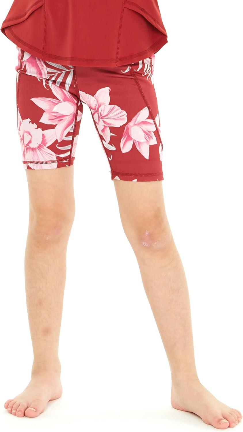 imageMatchable Mother or Daguhter Hawaiian Activewear Set in Lotus and Orchid RedGirl Bike Shorts in Lotus and Orchid Red