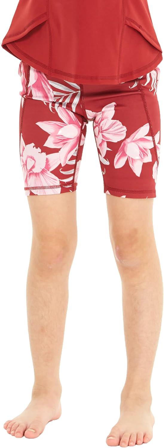 imageMatchable Mother or Daguhter Hawaiian Activewear Set in Lotus and Orchid RedGirl Bike Shorts in Lotus and Orchid Red