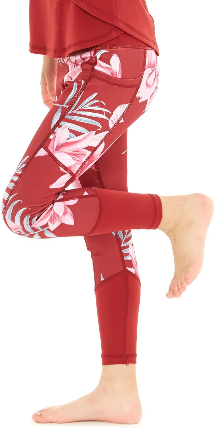 imageMatchable Mother or Daguhter Hawaiian Activewear Set in Lotus and Orchid RedGirl Legging in Lotus and Orchid Red