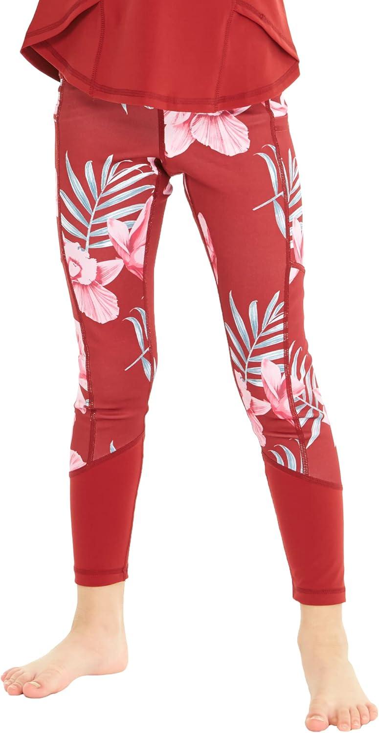 imageMatchable Mother or Daguhter Hawaiian Activewear Set in Lotus and Orchid RedGirl Legging in Lotus and Orchid Red